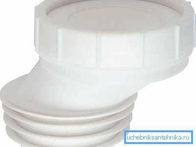 Den eksentriske mansjetten av hvit propylen vil tillate deg å sette toalettet, selv på badet i en vinkel Den eksentriske mansjetten av hvit propylen vil tillate deg å sette toalettet, selv på badet i en vinkel
