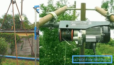 Elektrisk vinsj for boring av brønner på stativ. Elektrisk vinsj for boring av brønner på stativ.