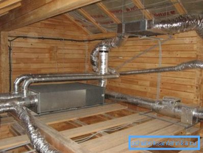 Bilde av ventilasjonssystemet på loftet.
