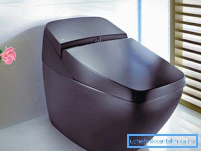 En høyteknologisk brun toalettskål med en lilla fargetone passer perfekt inn i en minimalistisk design. En høyteknologisk brun toalettskål med en lilla fargetone passer perfekt inn i en minimalistisk design.