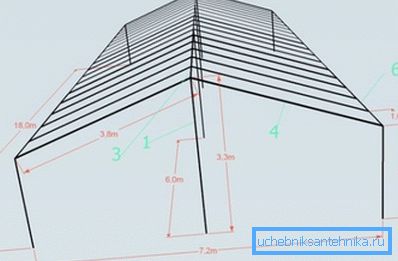 Bildet viser tegning av et drivhus fra et profilrør. Bildet viser tegning av et drivhus fra et profilrør.