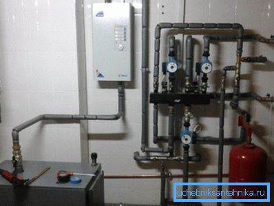 På bildet - et kjelerom med to installerte varmekjeler På bildet - et kjelerom med to installerte varmekjeler