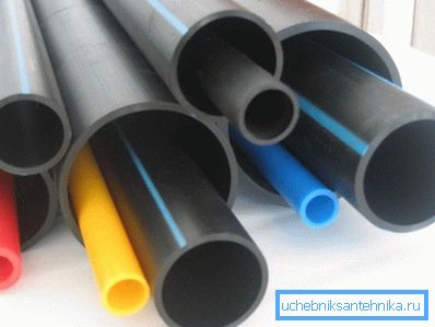 Flere størrelser av polyetylenrør. Flere størrelser av polyetylenrør.
