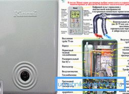 Generell utsikt og struktur av en 12 kW veggmontert gasskjele. Generell utsikt og struktur av en 12 kW veggmontert gasskjele.