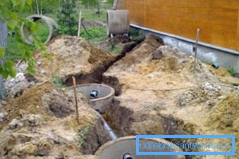 Arrangement av en septiktank av armert betong ringer. Arrangement av en septiktank av armert betong ringer.