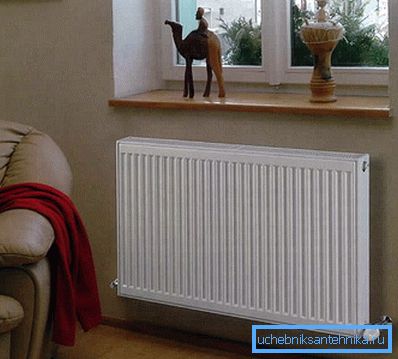 Panel radiator i klassisk interiør Panel radiator i klassisk interiør