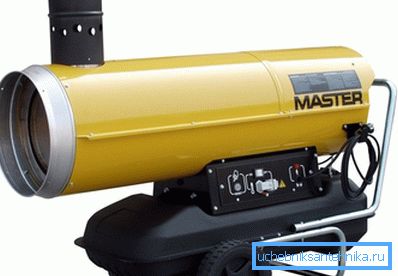 Den mobile varmepistolen arbeider med diesel. Den mobile varmepistolen arbeider med diesel.