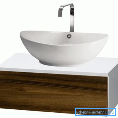 Suspendert vask med skap, laget i minimalistisk stil Suspendert vask med skap, laget i minimalistisk stil