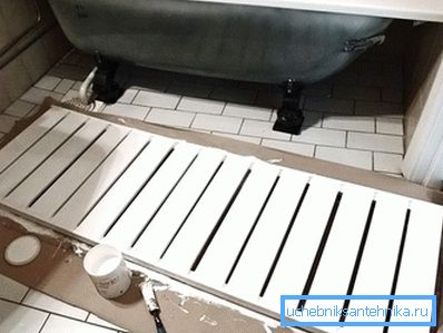 Maling av en fast treskjerm under badet Maling av en fast treskjerm under badet