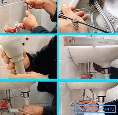 Vi installerer hengende keramisk servant på badet til veggen Vi installerer hengende keramisk servant på badet til veggen