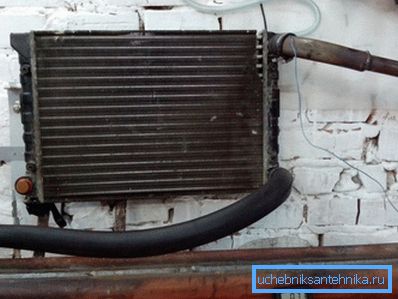 Hjemmelaget garasjevarmer fra en radiator Hjemmelaget garasjevarmer fra en radiator