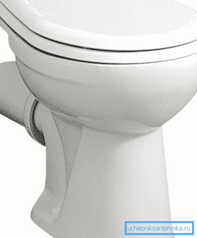 Et toalett med en horisontal avløp Et toalett med en horisontal avløp