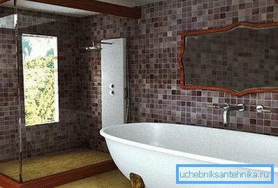 Installere en dusj på badet med et vindu til hagen Installere en dusj på badet med et vindu til hagen