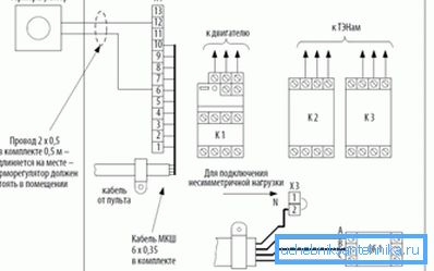 En variant av styrekretsen for tilkobling av slikt utstyr ved hjelp av en separat termostat En variant av styrekretsen for tilkobling av slikt utstyr ved hjelp av en separat termostat