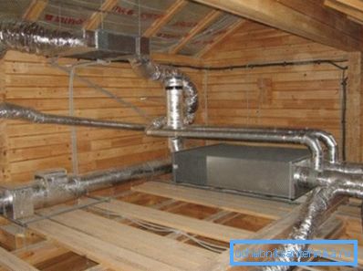 Ventilasjonskanaler installert på loftet Ventilasjonskanaler installert på loftet